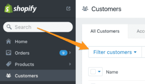 Shopify Admin Filter Customers